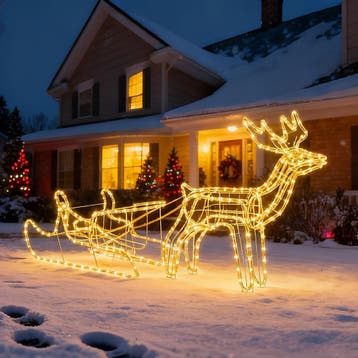 Kerstverlichting buiten - Rendier met slee - Kerstversiering, Diversen, Verzenden, Zo goed als nieuw