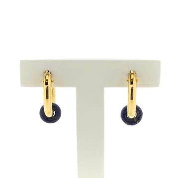 Gouden oorringen met lapis lazuli (Oorbellen), Gebruikt, Overige kleuren, Ophalen of Verzenden, Met edelsteen