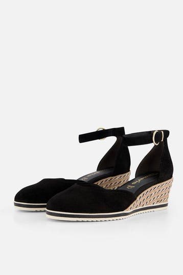 Tamaris Espadrilles Sleehak zwart Leer - Dames - Maat 38, Verzenden, Nieuw
