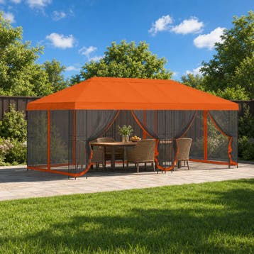 vidaXL Paviljoen met zijwanden 6 x 3 m Oranje Polyester en, Verzenden, Nieuw
