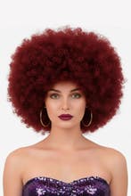 Pruik Afro Donkerrood Disco met Gratis 2x Haarnetje Rode Afr, Ophalen of Verzenden, Nieuw, Carnaval