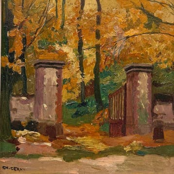 Charles Cerny (1892-1965) - Paysage au Portail de jardin, Antiek en Kunst