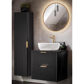 Badkamermeubel Polaris Uno Zwart 60CM (Badkamermeubels), Ophalen of Verzenden, Nieuw