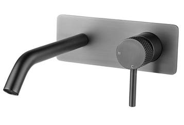 Wiesbaden Inbouw wastafelkraan Ribbd Gunmetal met coldstart, Doe-het-zelf en Verbouw, Sanitair, Ophalen of Verzenden, Nieuw, Bad
