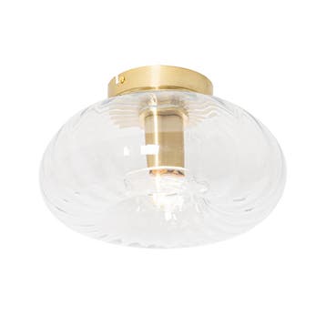 Art Deco plafondlamp goud met glas - Ayesha, Huis en Inrichting, Lampen | Plafondlampen, Verzenden, Nieuw, Glas, Art Deco