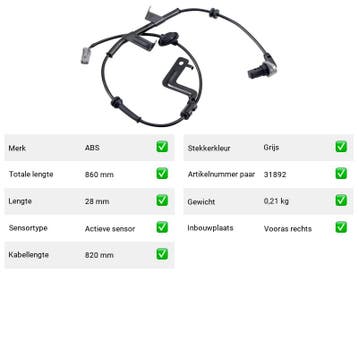 ABS-sensor Kia Opirus 3.5 (GH) Van 2003-09 tot 2006-12 - ABS, Verzenden, Nieuw, Kia