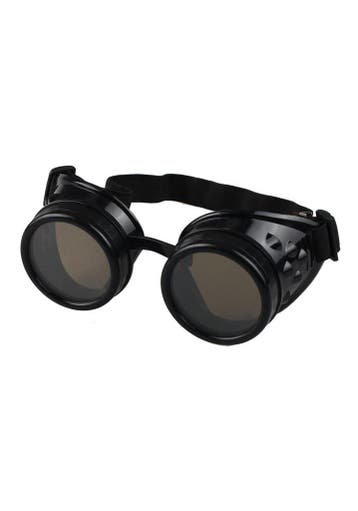 KIMU® Goggles Steampunk Bril Zwart Montuur Zonnebril Glazen, Ophalen of Verzenden, Nieuw, Feestartikel, Carnaval