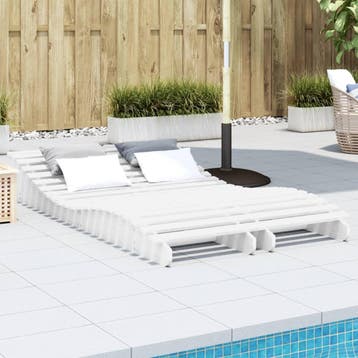 vidaXL Ligbedden 2 st 205x60x31,5 cm massief grenenhout wit, Verzenden, Nieuw