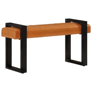 vidaXL Bankje 110 cm echt geitenleer zwart en bruin, Verzenden, Nieuw