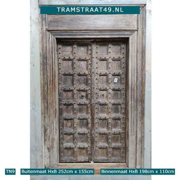 Antieke teakhouten deur, 100+ jaar oude deur, dubbele deur, Ophalen of Verzenden, Nieuw