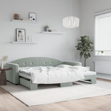 vidaXL Slaapbank met onderschuifbed 90x200 cm fluweel, 90 cm, Eenpersoons, Verzenden, Nieuw