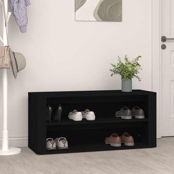 vidaXL Schoenenrek 100x35x45 cm bewerkt hout zwart, Verzenden, Nieuw