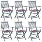 vidaXL Tuinstoelen 6 st inklapbaar met kussens massief, Verzenden, Nieuw, Hout