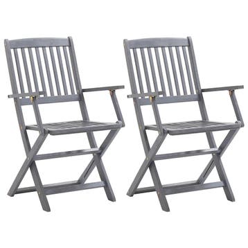 vidaXL Tuinstoelen inklapbaar 2 st massief acaciahout, Verzenden, Nieuw, Hout