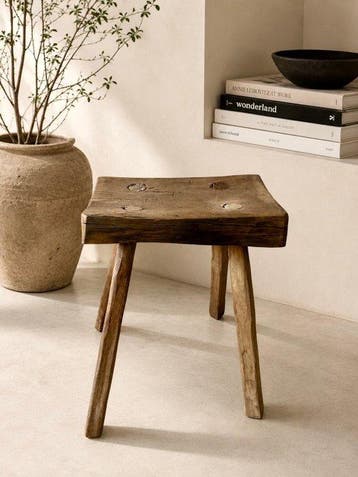 Kruk - Eik - Oude handgemaakte eikenhouten kruk