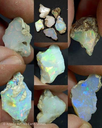 59,70 ct - 6x natuurlijke kostbare ruwe Ethiopische opalen,