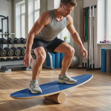 Houten Balance Board Trainer met Kurken Roller & Opbergrek -, Verzenden, Nieuw