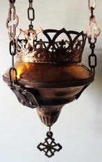 Godslamp - Antieke Godslamp - Koper, Messing, Glas