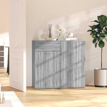 vidaXL Dressoir 80x36x75 cm bewerkt hout grijs sonoma, Verzenden, Nieuw, 50 tot 100 cm, 25 tot 50 cm