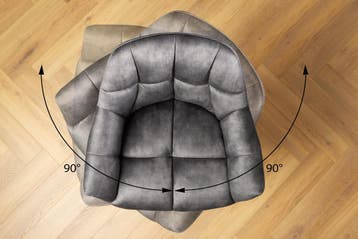 Barstoel PAPILLON 106 cm, 180° draaibaar, fluweelgrijs -, Ophalen of Verzenden, Nieuw
