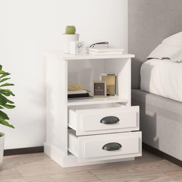 vidaXL Nachtkastjes 2 st 43x36x60 cm hoogglans wit, Minder dan 45 cm, Verzenden, Nieuw, 55 tot 70 cm