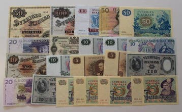 Zweden. - 21 Banknotes - various dates (Zonder minimumprijs)