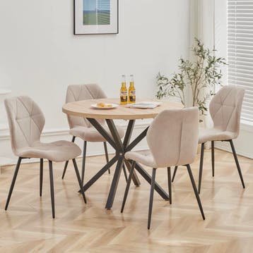 4 Moderne Eetkamerstoelen – Gevoerde Zitting IJzeren Poten, Kunststof, Overige kleuren, Verzenden, Nieuw