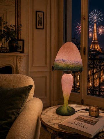 Art Deco Lamp - Le Verre Français – Large Mushroom Globe –
