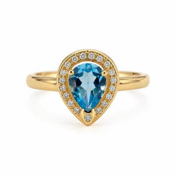 Zonder minimumprijs - Ring Verguld Topaas - Diamant -, Nieuw
