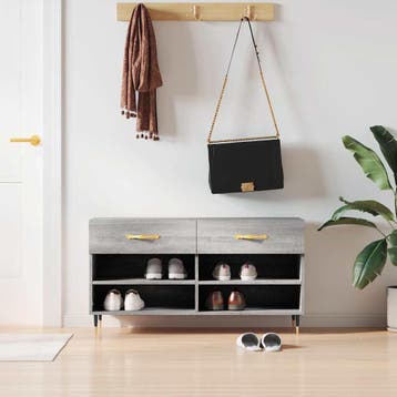 vidaXL Schoenenbank 102x35x55 cm bewerkt hout grijs sonoma, Verzenden, Nieuw