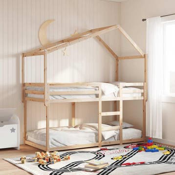 vidaXL Kinderbedhuisje 213x85,5x144,5 cm massief grenenhout, Verzenden, Nieuw, Bruin, Hout