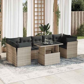 vidaXL 10-delige Loungeset met kussens poly rattan, Verzenden, Nieuw, Loungeset