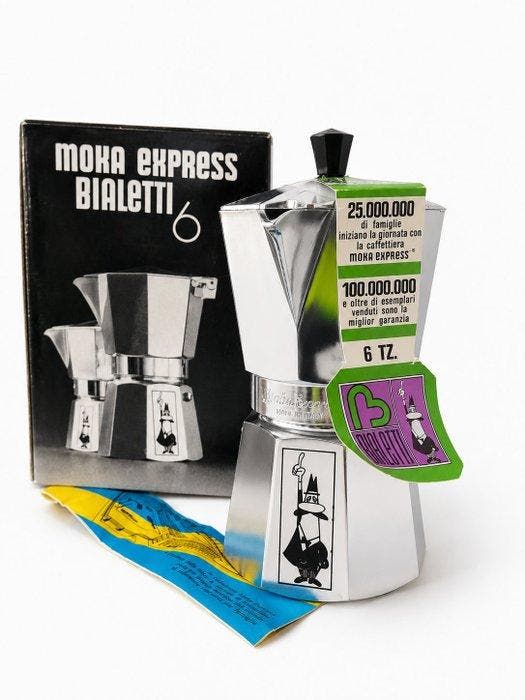 Moka Express Bialetti Vintage (Anni 70/80) — 6 Tazze — NOS, Antiek en Kunst, Antiek | Keukenbenodigdheden