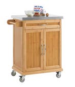 Bamboe Keukentrolley met RVS Blad, Lade en Kast – 90 cm, Verzenden, Nieuw