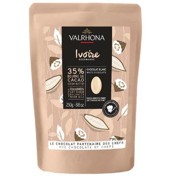 Valrhona Chocolade Druppels Wit Ivoire (35%) 250g, Verzenden, Nieuw
