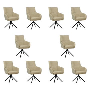 Set van 10 Leren draaibare eetkamerstoelen Fancy - Kenia, Ophalen of Verzenden, Nieuw, Leer