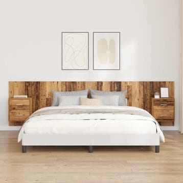 vidaXL Hoofdbord Met Kast 3 st Oud Hout Bewerkt hout, Huis en Inrichting, Slaapkamer | Bedden, Verzenden, Nieuw, Bruin, Hout