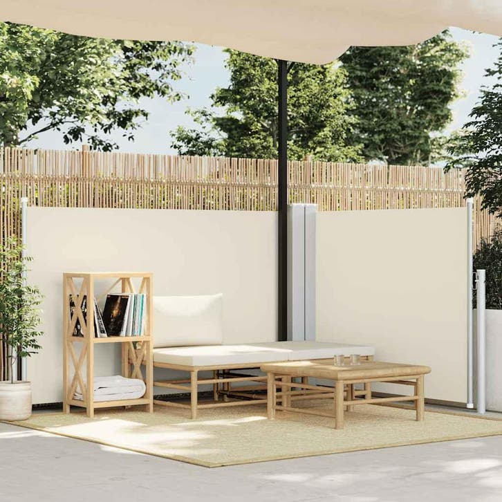 vidaXL Windscherm uittrekbaar 120x600 cm crème, Tuin en Terras, Zonneschermen, Nieuw, Verzenden