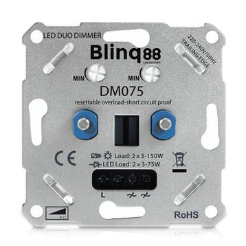 DUO DIMMER  2 x 3-75W ELEKTRONISCHE ZEKERING, Nieuw