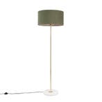 Vloerlamp messing met groene kap 50 cm - Kaso, Verzenden, Nieuw, Modern
