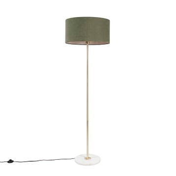 Vloerlamp messing met groene kap 50 cm - Kaso, Huis en Inrichting, Lampen | Vloerlampen, Verzenden, Nieuw, Modern