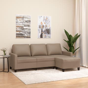 vidaXL Driezitsbank met voetenbank 180 cm kunstleer, Verzenden, Leer, Minder dan 150 cm, Driepersoons