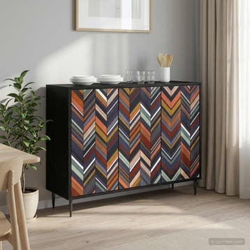 vidaXL Dressoir OMMEN Zwart eiken 102 x 33 x 76 cm Bewerkt, Huis en Inrichting, Kasten | Dressoirs, Verzenden, Nieuw, Overige houtsoorten