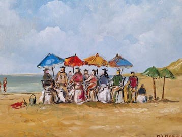 M J Manschot (XX-XXI) - Strandgezicht, Antiek en Kunst, Kunst | Schilderijen | Klassiek