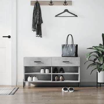 vidaXL Schoenenbank 102x35x55 cm bewerkt hout betongrijs, Verzenden, Nieuw