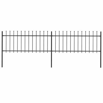 vidaXL Tuinhek met speerpunt staal 337x80 cm zwart, Verzenden, Nieuw, IJzer, Minder dan 1 meter