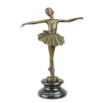 sculptuur, Graceful Art Deco Bronze Ballerina Inspired by