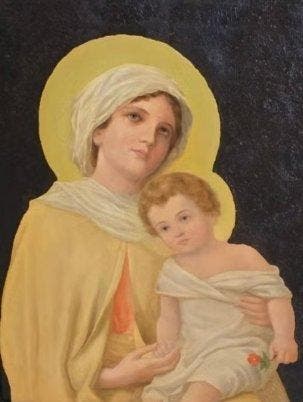 Italiaanse school (XIX-XX) - Portret schilderij Madonna met