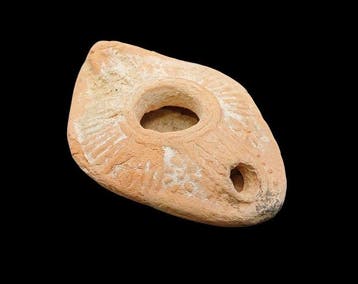 Oud-Romeins Terracotta Versierde olielamp - 85 mm (Zonder