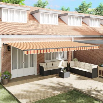 vidaXL Uitschuifbare luifel Geel en Oranje 600 × 300 cm, Verzenden, Nieuw